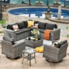 Patio Furniture Sets Outdoor Sectional Sofa with Swivel Rocking Chairs,PE Wicker Conversation Couchfor Backyard Deck Garden