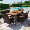 7-piece Furniture Set, Terrace Reception Set, with Lovewood Tabletop, Rattan Outdoor, Black
